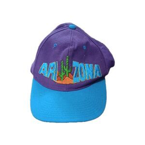 Vintage Arizona Purple Blue Hat Adjustable Souvenir Cap Y2K Colorful Boho